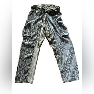 Zara Women’s Silk Effect Snake Print Cargo Pants